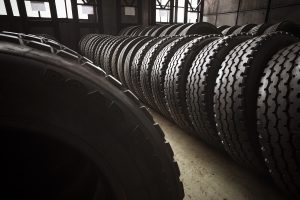 Tires in a warehouse