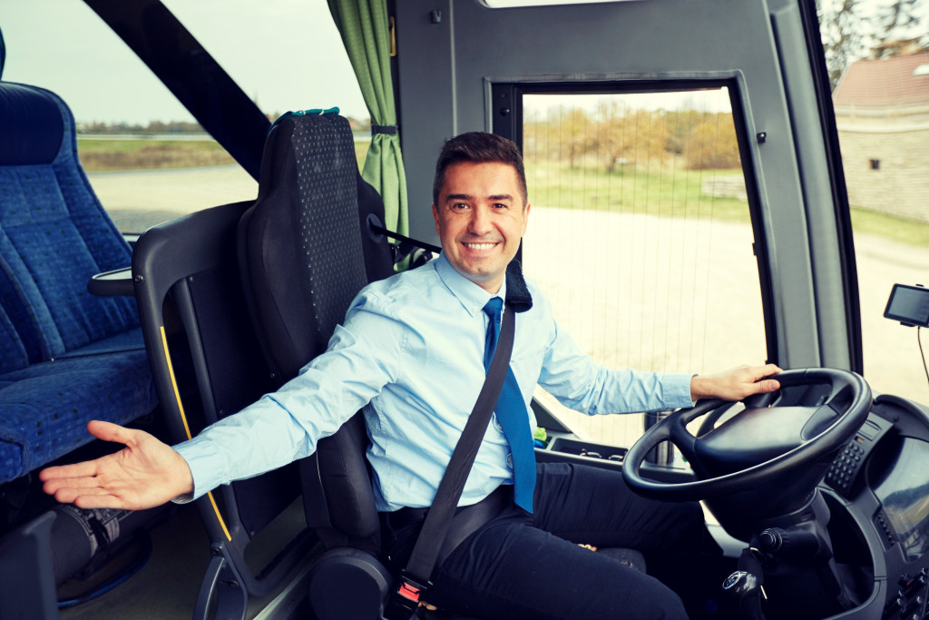 bus driver smiling