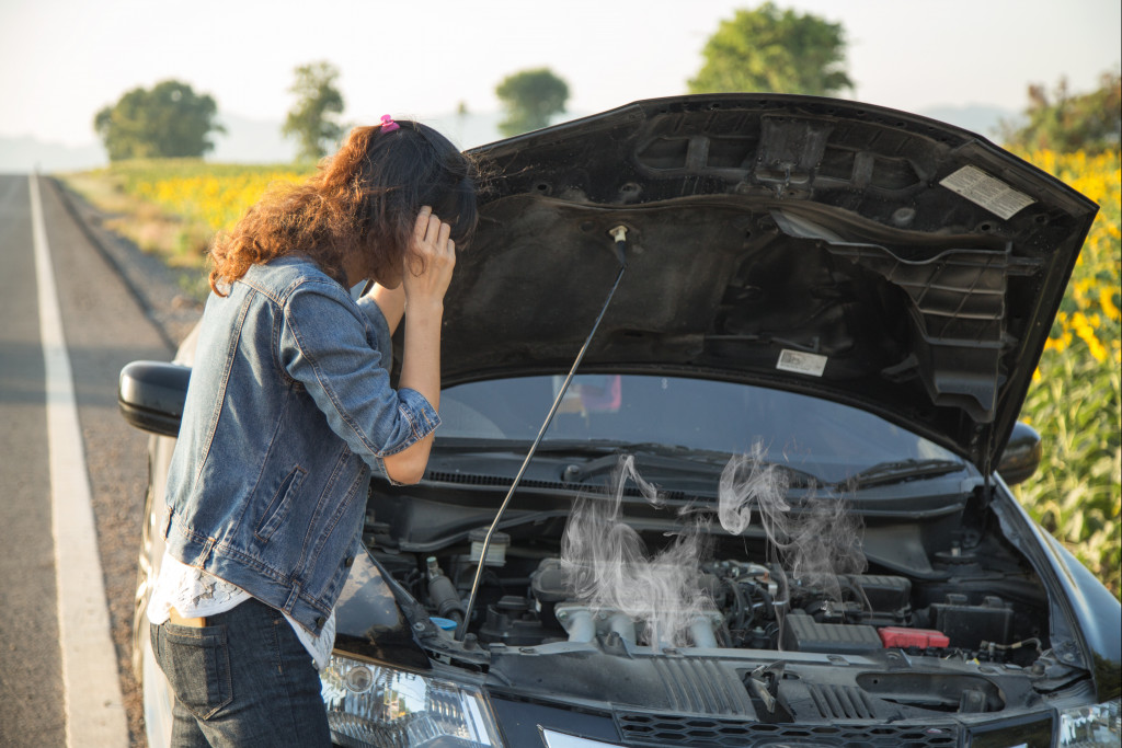 Car overheat in the road